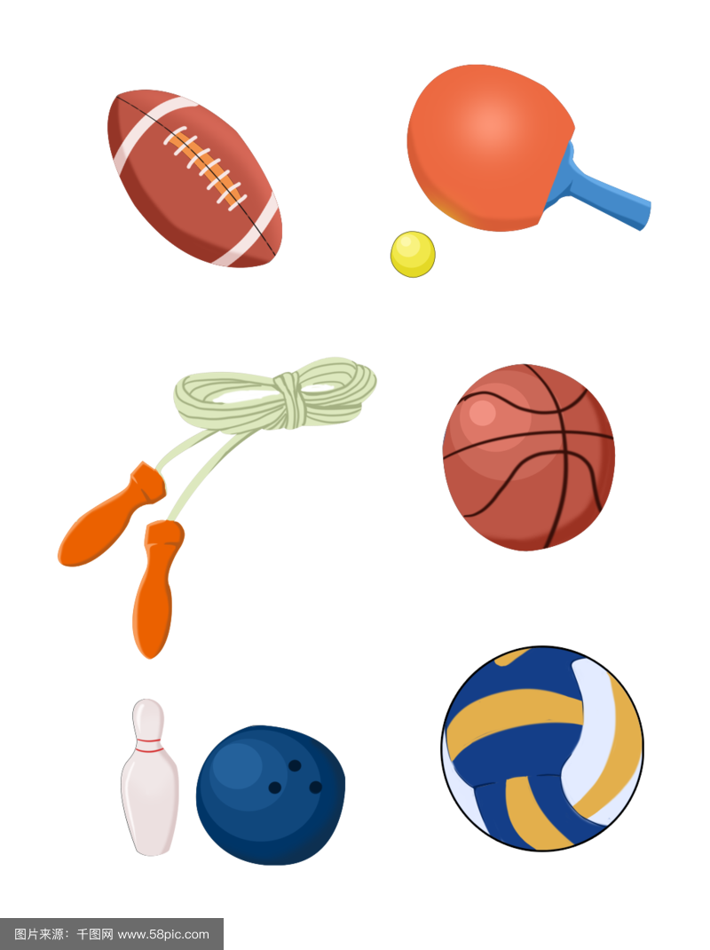 手绘卡通运动器材——千图网上的创意设计灵感